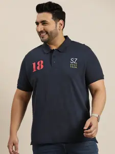 Sztori Men Plus Size Typography Printed Polo Collar T-shirt