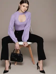 bebe Women Brighter Basics Pullover With Cut-Out Detail