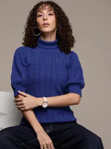 bebe Brighter Basics Turtle Neck Cable Knit Longline Pullover