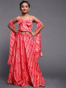 Aks Kids Girls Tie & Dye Printed Ready to Wear Lehenga Choli With Dupatta