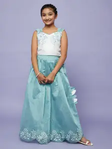 Aks Kids Girls Floral Embroidered Ready to Wear Silk Lehenga Choli