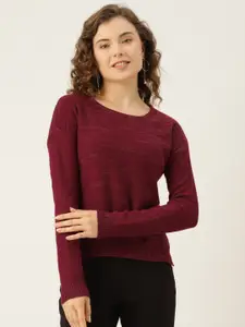 American Eye Drop-Shoulder Sleeves Speckled Acrylic Pullover