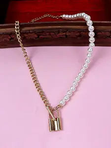 Krelin Gold Plated Pearl Studded Pendant Necklace