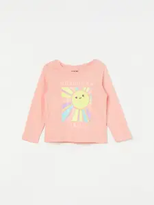 Juniors by Lifestyle Girls Graphic Printed Long Sleeves Pure Cotton T-shirt
