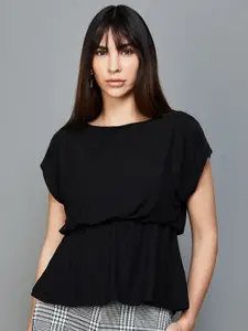 CODE by Lifestyle Boat Neck Short Sleeves Peplum Top
