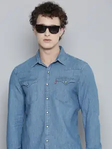 Levis Men Blue Slim Fit Chambray Casual Shirt
