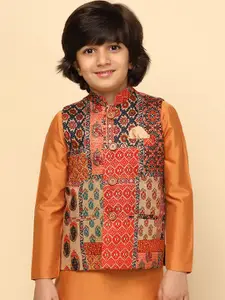 KISAH Boys Abstract Printed Regular Fit Nehru Jacket