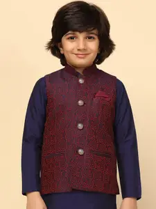 KISAH Boys Woven Design Nehru Jackets