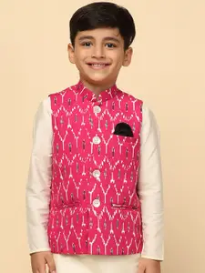 KISAH Boys Geometric Printed Regular Fit Nehru Jacket