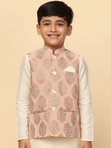 KISAH Boys Floral Printed Regular Fit Nehru Jacket
