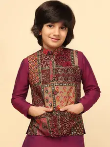 KISAH Boys Abstract Printed Regular Fit Nehru Jacket