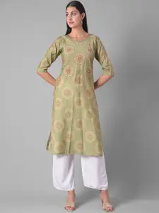 Dollar Missy Floral Embroidered Thread Work Straight Kurta