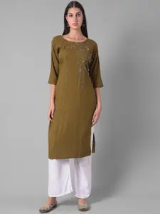 Dollar Missy Floral Embroidered Beads and Stones Straight Kurta