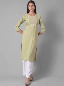 Dollar Missy Floral Embroidered Thread Work Straight Kurta