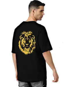 Elibolz Graphic Printed Drop-Shoulder Sleeves Oversized Cotton T-shirt