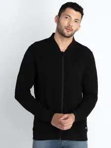 Status Quo Cotton Mandarin Collar Front-Open Sweatshirt