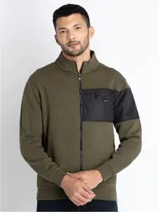 Status Quo Mock Collar Cotton Front-Open Sweatshirt