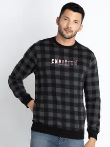 Status Quo Checked Cotton Pullover Sweatshirt