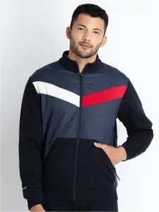 Status Quo Colourblocked Open-Front Cotton Sweatshirt