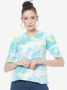 CLEMIRA Tie and Dyed Puff Sleeves Top