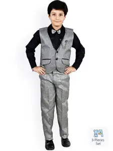 BAESD Boys Printed Single-Breasted Shirt with Trousers And Waistcoat