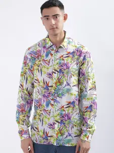 Just Cavalli Slim Fit Floral Printed Casual Shirt