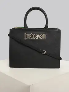 Just Cavalli Leather Oversized Structured Satchel