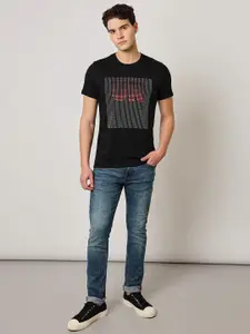 Lee Slim Fit Graphic Printed Round Neck Cotton Casual T-Shirt