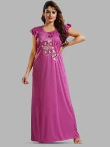 FOMTI Floral Embroidered Maxi Nightdress