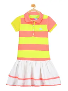 Cherry Crumble Girls Yellow Striped Fit and Flare Dress