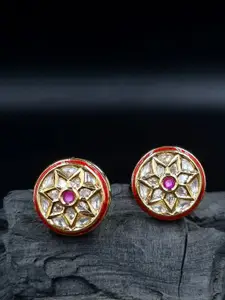 Anouk Maroon Gold-Plated Contemporary Studs