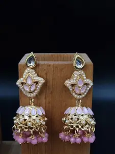 Anouk Pink Gold-Plated Jhumkas Earrings