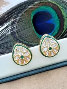 Anouk Green Gold-Plated Stone Studs Earrings