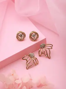 Jazz and Sizzle Set of 2 Gold-Plated Classic Studs Earrings