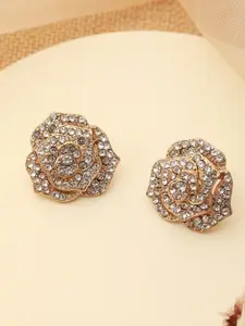 Jazz and Sizzle Gold-Toned Floral Shaped Studs Earrings
