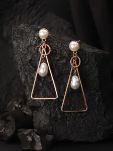 Jazz and Sizzle Gold-Toned Geometric Drop Earrings