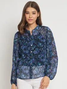 ANVI Be Yourself Classic Floral Printed Sheer Casual Shirt