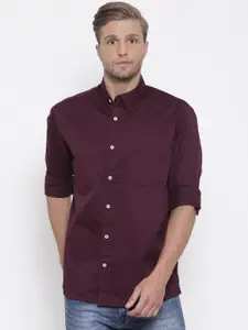 ColorPlus Men Purple Regular Fit Solid Casual Shirt
