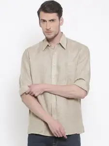 ColorPlus Men Beige Classic Fit Solid Casual Shirt