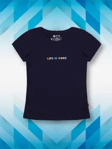 3PIN Girls Typography Printed Round Neck T-shirt