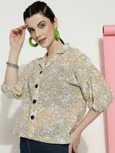 CLEMIRA Floral Printed Shirt Style Top