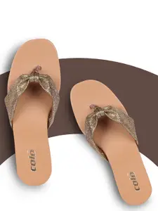 Colo Textured Open Toe Flats with Bows