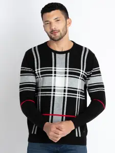Status Quo Checked Acrylic Pullover Sweaters
