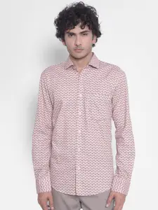 Crimsoune Club Slim Fit MIcro Ditsy Printed Cotton Casual Shirt