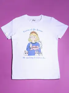 Hoop Girls Printed Round Neck Short Sleeves Cotton T-shirt