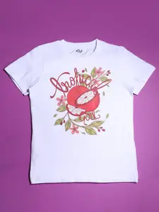 Hoop Girls Graphic Printed Round Neck Cotton T-shirt