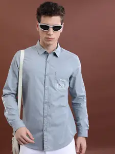 HIGHLANDER Grey Slim Fit Casual Shirt