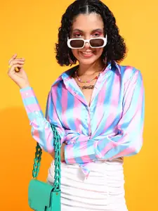 Popwings Relaxed Fit Vertical Striped Casual Shirt