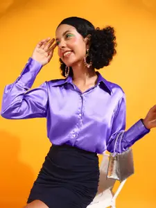 Popwings Relaxed Fit Spread Collar Casual Shirt