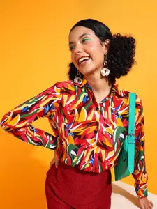 Popwings Abstract Printed Relaxed Casual Shirt